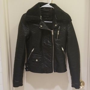 Black moto vegan jacket